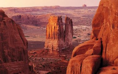 Courthouse Towers Sunset Arches National Park