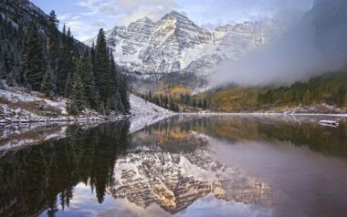 Early Snowfall Maroon Bells Colorado