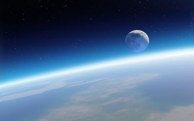 近地轨道视角 地球与月球同框深空景观