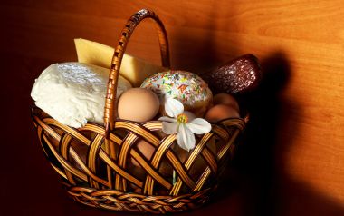 Traditional Easter Basket Still Life