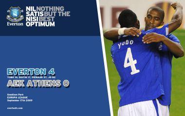 2009 Europa League Everton 4 0 Aek Athens Match Poster