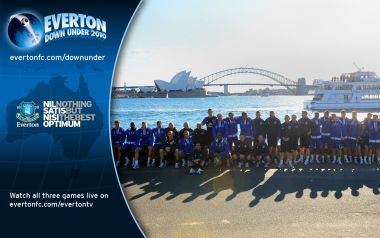 Everton FC 2010 Australia Tour Sydney Harbor Group Photo Poster