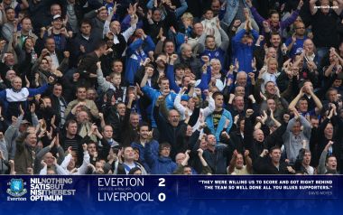 Everton 2 0 Liverpool Merseyside Derby Fans Cheer Scene