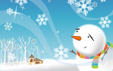 Cartoon Happy Snowman Winter Illustration Background