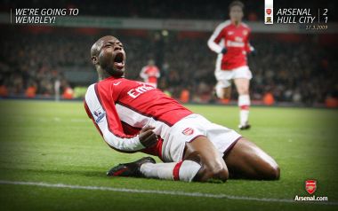 Arsenal Player Celebrates At Wembley After Scoring (17 March 2009, Arsenal 2 1 Hull City)