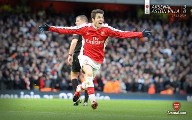 Arsenal Player Celebrating Goal Against Aston Villa On 27 December 2009