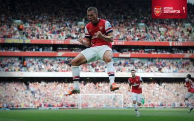 Arsenal Player Celebrating Goal At Emirates Stadium