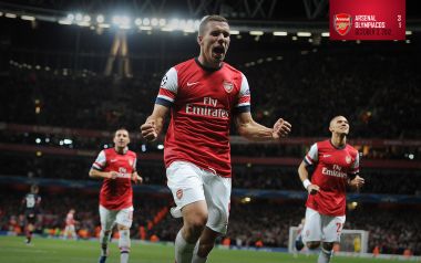 Arsenal Player Celebrating Goal In Champions League Match