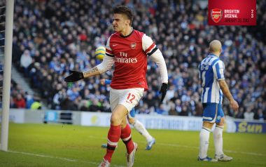 Arsenal Player Celebrating Goal In Premier League Match