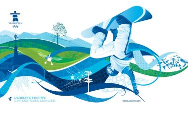 2010温哥华冬奥会单板滑雪U型池主题宣传插画