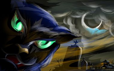 万圣节黑猫墓地夜景插画