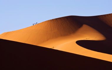 Hiking Along Sossusvlei Sand Dune Namibia