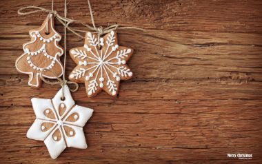 Handmade Gingerbread Christmas Ornaments On Wood