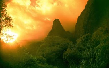 夏威夷茂宜岛伊奥针山夕阳美景
