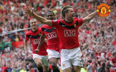 Manchester United Players Goal Celebration Old Trafford Stadium