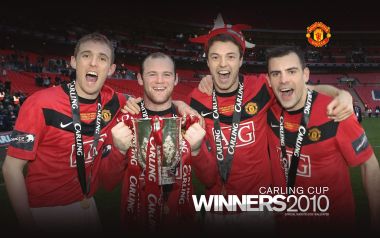 2010 Manchester United Carling Cup Winners Celebration Photo