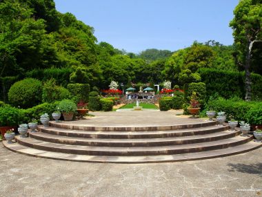 日本日式园林晴日庭院风光