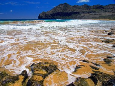 Kipu Kai Reef Formations Kauai Hawaii Coastal Scenery