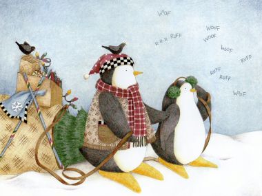 Cute Penguins Winter Walk Santa Sack