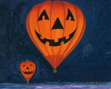 Halloween Pumpkin Balloons Night Sky