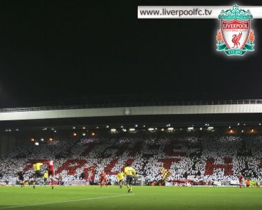 Liverpool Anfield Stadium Night Football Match Tifo Scene