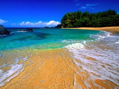夏威夷考艾岛卢马海海滩滨海风光