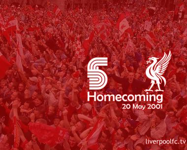 Liverpool FC 2001 Homecoming 5 Trophies Celebration Poster