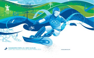 2010温哥华冬奥会单板滑雪平行大回转主题宣传插画