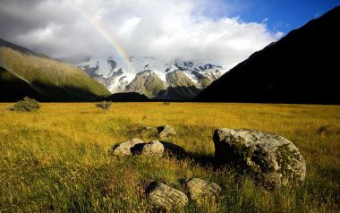 Rainbow Over Mount Sefton Mount Cook National Park