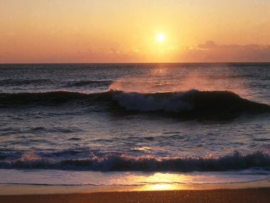 美国佛罗里达墨西哥湾海岸日出海浪风光