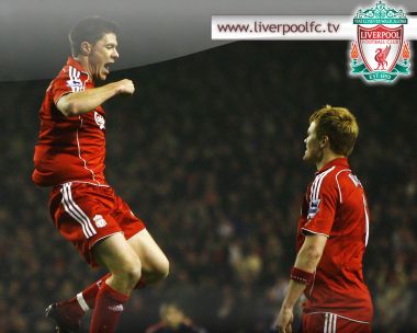 Liverpool Fc Xabi Alonso Goal Celebration Stadium Photo