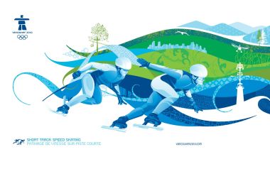 2010温哥华冬奥会短道速滑主题宣传插画