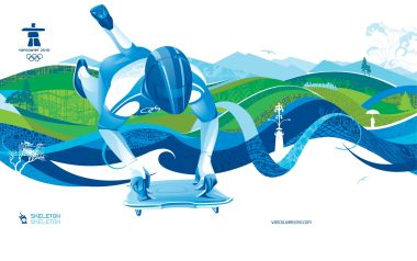 2010温哥华冬奥会钢架雪车项目主题插画
