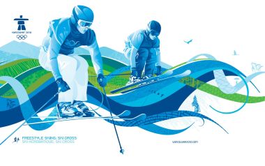 2010温哥华冬奥会自由式滑雪障碍追逐项目宣传插画