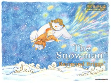 Raymond Briggs经典绘本《雪人》插画：小男孩与雪人夜空飞行