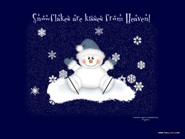 深蓝色背景下的快乐卡通雪人插画壁纸