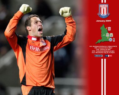 Stoke City 2009 January Premier League Goalkeeper Celebration Wallpaper