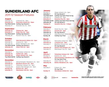 桑德兰AFC 2011-12赛季英超赛程表宣传海报