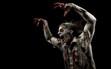 Bloody Screaming Zombie Close Up