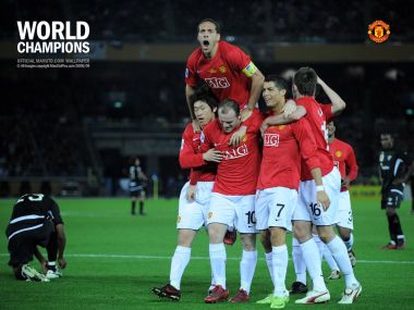 2008年曼联世俱杯夺冠球员庆祝合影