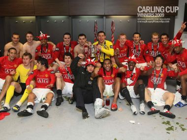 2009 Manchester United Carling Cup Winners Locker Room Photo