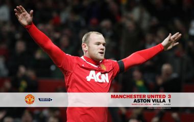 Manchester United 3 Aston Villa 1 Rooney Celebration Premier League