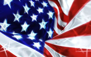 美国国旗独立日红白蓝丝绸质感光影特效壁纸