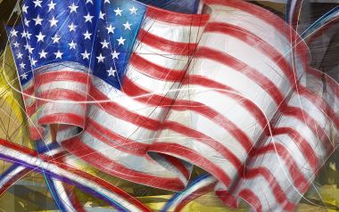 Abstract Sketch Style US Flag Art Wallpaper