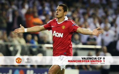 Valencia 0 Manchester United 1 Hernandez Goal Celebration Wallpaper