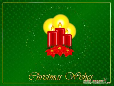 Red Christmas Candles And Poinsettia Vector Art