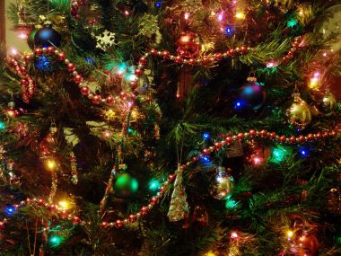 Festive Christmas Tree Decoration Closeup