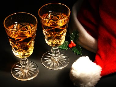 Christmas Night Crystal Whisky Glasses Holly