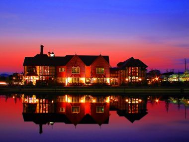 Hokkaido Red Brick Building Sunset Reflection