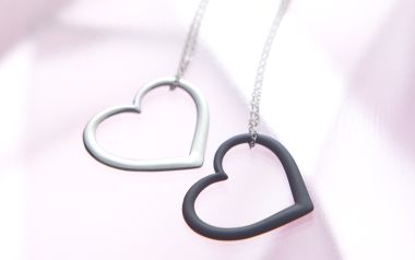 Black And White Heart Pendant Necklace